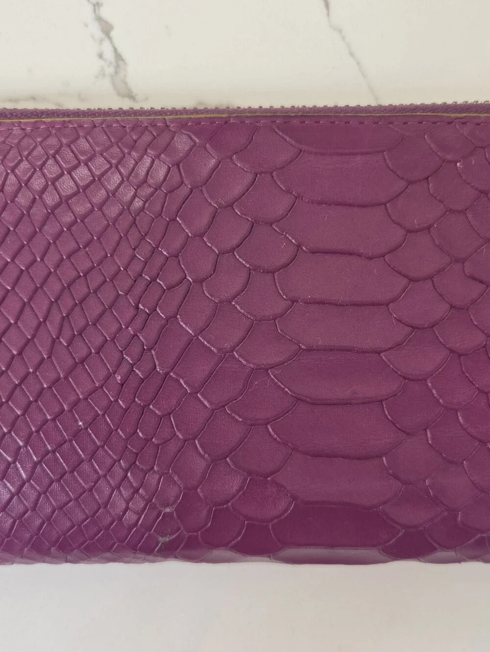 Lodis Wallet Purple Python Snake Print Zip Around Magenta Lime Green Leather